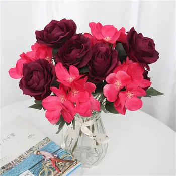 1 Kos Umetno Cvetje Kitajski Rose Šopek Ponaredek Cvet Stranka Poročni Dekoracijo, Dnevna Soba Office Home Okrasni Dodatki