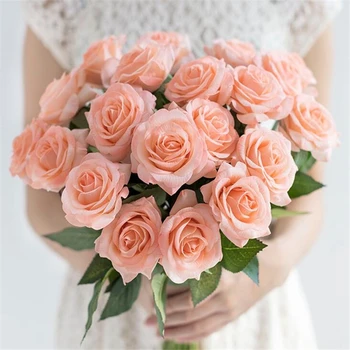 10pcs/veliko Svile pravi dotik rose umetno cvetje, poročni ponaredek cvetja za dom stranka Božični dekor valentinov darilni Flores
