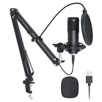 192KHZ/24-bitno PC Streaming Podcast Mikrofon Kondenzatorski Mikrofon USB Priključek Komplet z Zvokom Čipov Boom Roko Nastavite