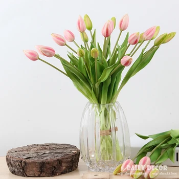2 šopke ! Visoko simulacije mehke plastike tulipanov šopek rož Hi-Q poročni šopek ponaredek 7 glav tulipanov cvet umetno tulipani