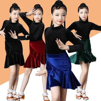 2022 Dan Otrok latinski Ples Obleko Otroci Dvorana Obleke za Dekleta Cha Samba Rumba Vestidos Ples Kostum Stopnji Uspešnosti
