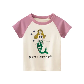 2022 Poletje Nova Dekleta Kratki Rokavi T-Shirt Moda Priložnostne korejska Različica Otroška Oblačila za Otroke, Natisnjeni Vrhovi