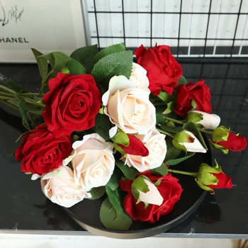 3 Glave Flanela Pearl Rose Umetne Rože Domov Dekoracijo Poročni Šopek Poročni Hydrangea Ponaredek Cvetje Stranka Dekoracijo