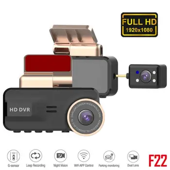 3 Palčni Avto Kamera Dash Cam WiFi 2K Vožnje Video kamera Spredaj in Zadaj Pogled Auto DVR Night Vision Zanke Snemanje Avto Black Box