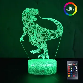 3D Dinozaver RGB Žarnica S 16 Barvni LED Nočna Lučka za Brezžični Senzor na Dotik nočno omarico Kabinet Otroci Spalnica Dekoracijo Childs Darila 0