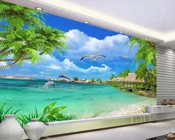 3D prilagodite Kokosovo drevo krajine ozadja za dnevno sobo photo steno stensko krajine ozadje 0