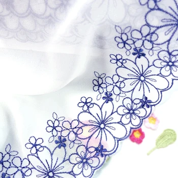 42Meters Vezeni Cvetlični Čipke Trim Bela Črna Šifon Tkanine DIY Obrti Šivanje Modrc Perilo, Obleko, Dodatki za Oblačila