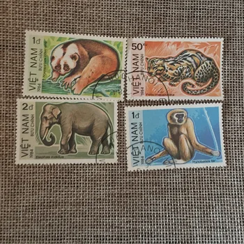 4Pcs/Set Vietnam Post Znamk 1984 Medved, Leopard, Slon, Opica Divje živali Uporabljajo po Označeni Poštnih Znamk za Zbiranje