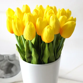 5Pcs/veliko Tulipanov Umetno Cvetje na Debelo Pravi Dotik PU Umetnega Šopek Cvetja Za Dom Darilo, Poročni Dekorativne Rože