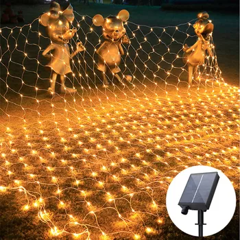 6Mx4M Solar Power LED Niz Božično Neto Luči na Prostem Pravljice Vrt Dekor svate, Dekoracijo Zaves Luči Ulica 2023
