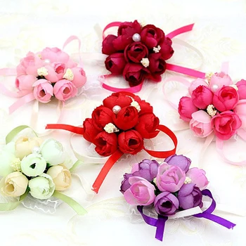 8 cm Ponaredek Cvetje, Poroka, nevesta, zapestje cvet simulacije broška tkanine družico umetno rose svileno cvetje, poročne ponudbe