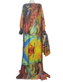Afriške Dashiki Novo Modno Oblikovanje Muslimanskih Dolgo obleko prevelik Plus Znane blagovne Znamke Svoboden tam kaftan Maxi Obleko Za Lady