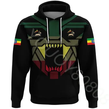 Afriške regije oblačila nacionalno zastavo 3D tiskanje Etiopija Etiopija Močan Lev puloverju priložnostne ulica hoodie nov pulover