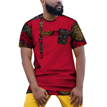 Afriški Vrh Mens Afriške T-shirt Afriške moška Oblačila Mozaik Kratek Rokav Dashiki Majica Bluzo Bazin Riche WYN1123
