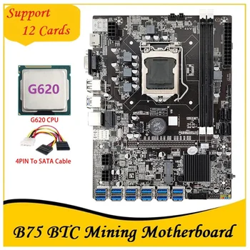 B75 BTC Rudarstvo Matično ploščo 12 PCIE Na USB MSATA DDR3 S G620 CPU+4PIN, Da SATA Kabel B75 USB ETH Rudar Motherboard