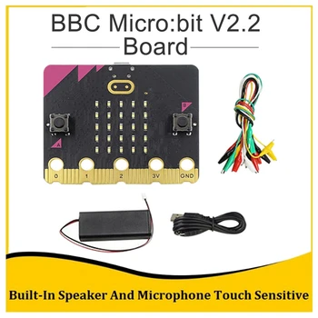 BBC Micro:Bit V2.2 Komplet Vgrajen Zvočnik Mikrofon Dotik DIY Programabilni Učenje Razvoj Penzion+Krokodil Sponka Test Žice