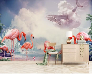 beibehang Flamingo Skandinavski slog de papel parede ozadje, spalnica, jedilnica dnevna soba, TV ozadju stene veliki meri zidana