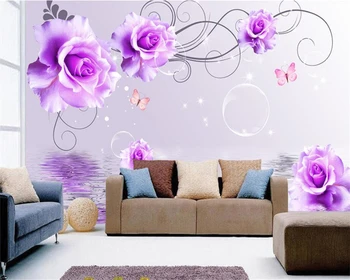 Beibehang Ozadje po Meri Hiša Dekorativni Zidana Purple Rose Moda Romantično Cvetlični TV Steni v Ozadju stene zidana 3d ozadje