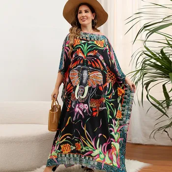 Boubou Africain Femme Afriške Tiskanja Dashiki Oblačila Velik Obseg Ženske Obleke Batwing Rokav Ankara Obleke Dekle Stranka Obleko 2023