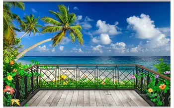 Brezplačna dostava 2015 po meri non-woven ozadje 3-d TV nastavitev steno balkon plaži seascape 3d zidana ozadje dekoracijo