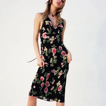 Casual Poletnih Oblačil za Ženske 2022 vzletno-pristajalne Steze Oblikovalci Vintage Proti-vrat Cvjetnim Natisne Midi Obleko Vestidos Femininos