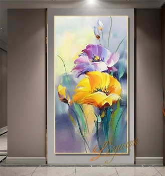 Cvetje Povzetek Oljna slika, Sodobno Ročno pobarvane Stenske Umetnosti Dnevna Soba Slika Domov Dekoracijo Slikarstvo Ni Uokvirjena
