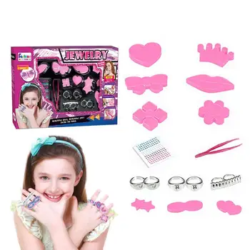 Dekle Obroči Igrača DIY Pretvarjamo Stranka Korist Obroči Princesa Jewelry Box Za Malo Deklet, Toddlers Otroke, Najstnike, Z Rožo Star Srce St