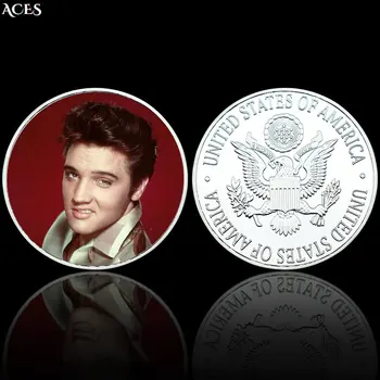Elvis Presley Srebrnik Rock Pevec Star Zbirateljske Metal Kovanec Ameriški Spominski Kovanec V Kapsulo Prijatelj Darilo