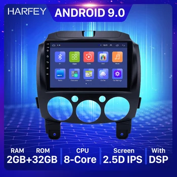 Harfey 9 inch avto Radio, GPS Navi Android 9.0 za 2007-2014 MAZDA 2/Jinxiang/DE/Tretje generacije s tehnologijo Bluetooth USB WIFI OBD2 DVR