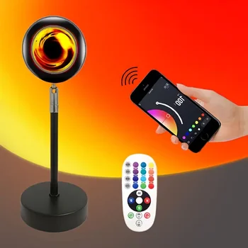 HMTX 1pc Sunset Lučka Projekcija, Z Remote & Telefon APP Nadzor, RGB, Več Barv sončni Zahod, Svetloba Projektor Z USB Vrata, Colo