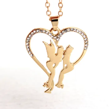 hzew srce oblika Angel in hudič, ogrlico, obesek, darilo ogrlica 0