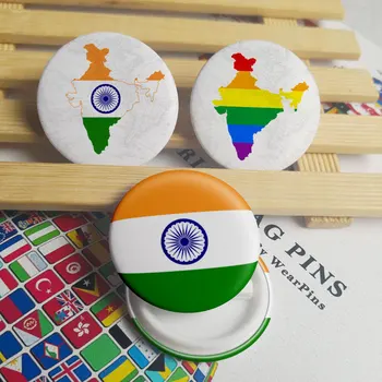 Indija Zastavo Zemljevid Tin Gumb Zatiči LEZBIJK, Gejev Mavrica Ponos Tin Gumb Značke
