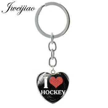 JWEIJIAO Moda Ljubim Hokej Keychain Ljubezen Srce Oblika Obesek Ključnih Verige Keyrings Hokej Šport Ljubitelji Nakita HY04