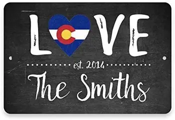 Kmečka Kovinski Znak Post Osebno Tablo Colorado Ljubezen Državna Zastava s priimkom Aluminija Wall Art Plaketo Dekoracijo