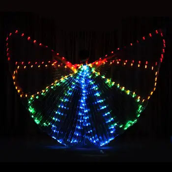 LED Luči Ples Trebuh Krilo s Palicami za Odrasle, Plesne Kostume Obleko Prop Uspešnosti Obleka za Halloween Rojstni dan