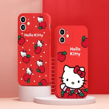 Lepe Risanke Hello Kitty Primeru Telefon Za iPhone 11 12 13 Pro MAX 12 13 Mini 6 6S 7 8 Plus X XR XS MAX SE 2020 Mehko Funda Coque