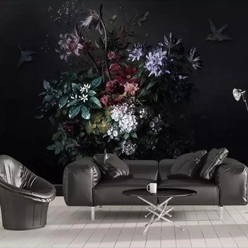 Milofi po meri 3D fotografije za ozadje enostavno ročno poslikano lily cvet črnega spalnica ozadju dekoracijo sten zidana ozadje