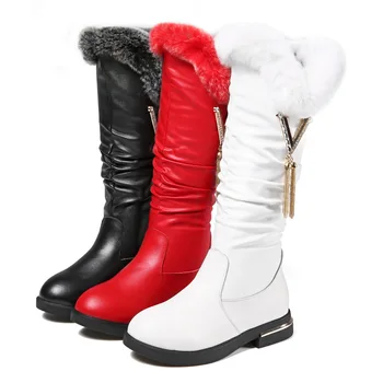 Moda Pravega Usnja Tassel otroške Zimske Kolena Čevlji za Malo Velika Punca 2020 Princesa Dolgo Toplo, Sneg Škornji 3 4 8 12 Leto