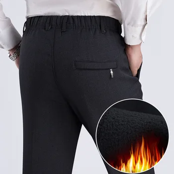 moške hlače priložnostno fitnes naravnost poliester dolge hlače, plus velikost 2019 pade pozimi temno siva poslovnih formalno dolge hlače žamet