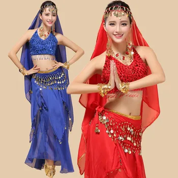 Nov 3-4-5pcs Nastavite Ples Trebuh Kostum Bollywood Kostum Indijski ples krilo Ženska Ples Trebuh Kostum Nastavi 6 barv