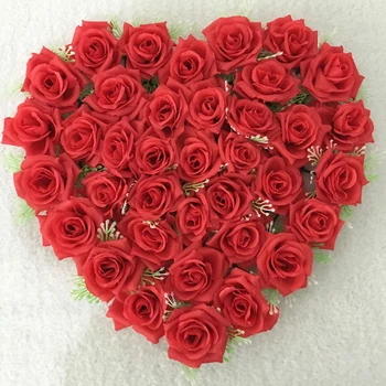 Nova Rdeča, Romantično Srce Oblikovan Umetno Cvetlični Venec Okraski Visi Venci Cvetja Garland z Svileni Trak Poroko Dekor