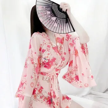 NOVE Ženske Janpanese Tradicionalnih Kimono Seksi Cosplay Kostume Seksi Oufit Ženske Kawaii Srčkan Roza spodnje Perilo, Pižame Dropship