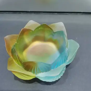 Obarvana Glaze Lotus obliko sveča Steklo Tealight svijećnjak za Dom Dekor Okraski Stranka
