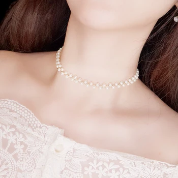 Ogrlica Za Ženske Verige Obesek Estetske Korejski Moda Umetno Kristalno Imitacije Pearl Ženski Priljubljena Zdaj Novo 2021 Letnik