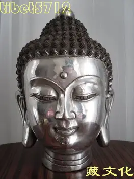 Okrašena Zbiramo od Tibera Buddhist bronasto ŠAKJAMUNI buda kip glave 22 cm 2.5 KGwedding baker Dekoracijo pravi Medenina