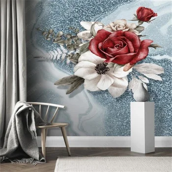Po meri Sodobnega Abstraktnega Rose Cvet Ozadje Doma Dekor Zidana Cvetlični 3D Photo Steno Papir Spalnica Dekor Ozadja