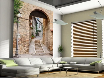 Po meri sodobnega ozadje.Stari Ulici v Bevagna, Italija,3D landscape fotografijo za dnevno sobo, spalnica restavracija steno PVC ozadje