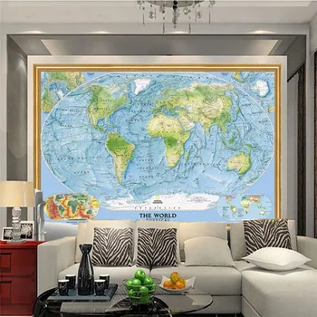 Po meri Svetu Topografski Zemljevid 3D Foto Tapete za dnevno Sobo, Spalnica Sodobnega Doma za Izboljšanje Zidana Stena Papirjev Doma Dekor