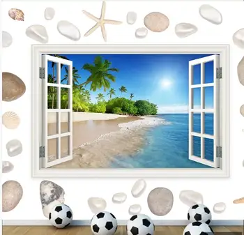 po meri vseh velikosti freska na steni papir 3 d Obmorskih morju shell beach kamen zvezda doma dekor fotografijo za Ozadje v dnevni sobi
