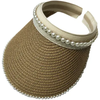 Poletni klobuk na prostem za zaščito pred soncem čop slamnik obraz pregleden nedelja klobuk ročno izdelanih naravnih rafija ženski klobuk prazno cilinder